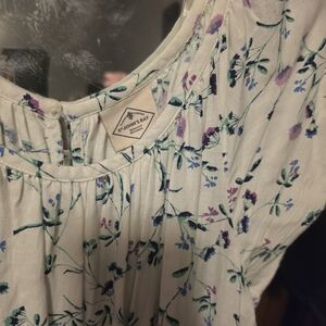 St. John's Bay Cream Floral Scoop-Neck Dress